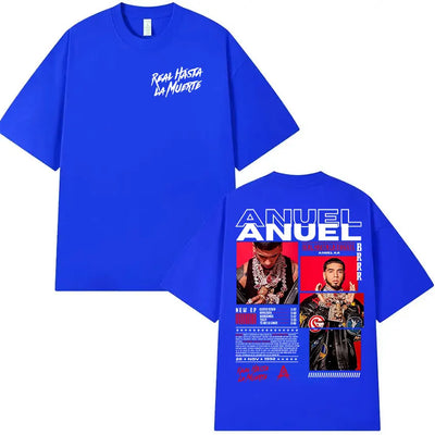 Rapper Anuel AA Real Hasta La Muerte Tour 2025 new Album T Shirts Men's Hip Hop gothic T-Shirts 100%  Short Sleeve T-Shirt