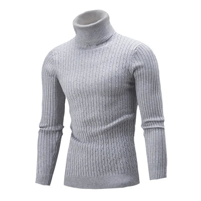 2025 Winter Men's Sweater Casual Slim Fit High Neck Pullover High Quality Elastic Pink Sweaters Knitted Sweater Men