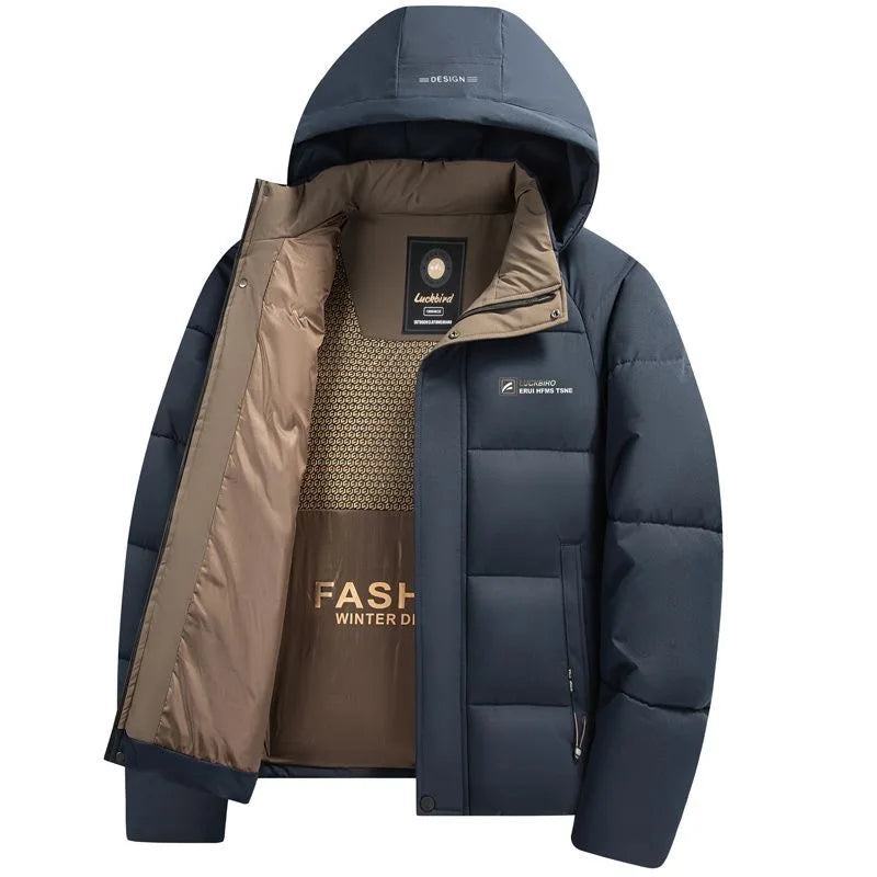 2024 Autumn and Winter New Fashion Trend Thick Warm Hooded Cotton-Padded Jacket Men's Casual Loose Comfortable Plus Size Coat