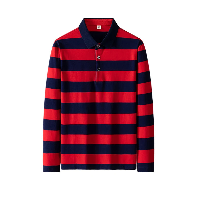 Spring Men Polo Shirt Cotton Long Sleeve Stripe Polo Shirt Men Autumn Embroidery Casual Fashion Polo Shirt Business T-shirts Men