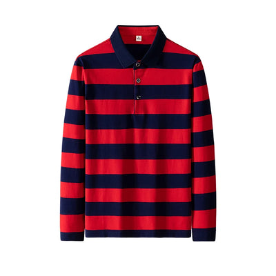 Spring Men Polo Shirt Cotton Long Sleeve Stripe Polo Shirt Men Autumn Embroidery Casual Fashion Polo Shirt Business T-shirts Men