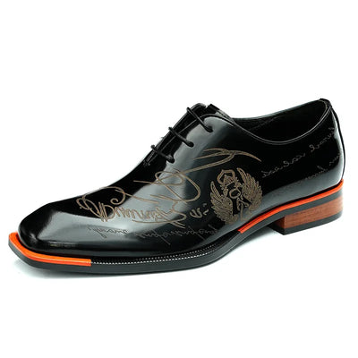 Luxury Men's Oxfords Patent Genuine Leather Male Wedding Party Dress Shoes For Men Lace-Up Office Suit Formal Derby Shoes