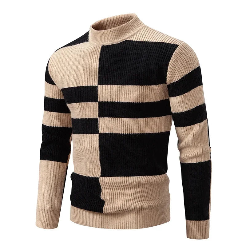 Sweatwear New Men's Autumn and Winter Casual Warm Neck Sweater Knit Pullover Tops  Man Clothes