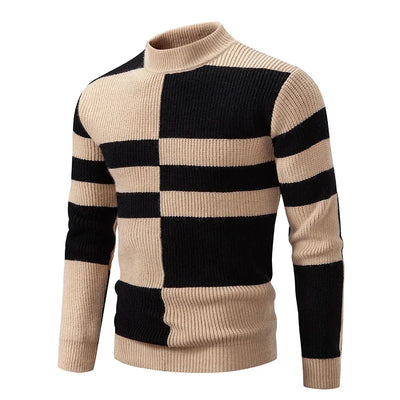 Sweatwear New Men's Autumn and Winter Casual Warm Neck Sweater Knit Pullover Tops  Man Clothes