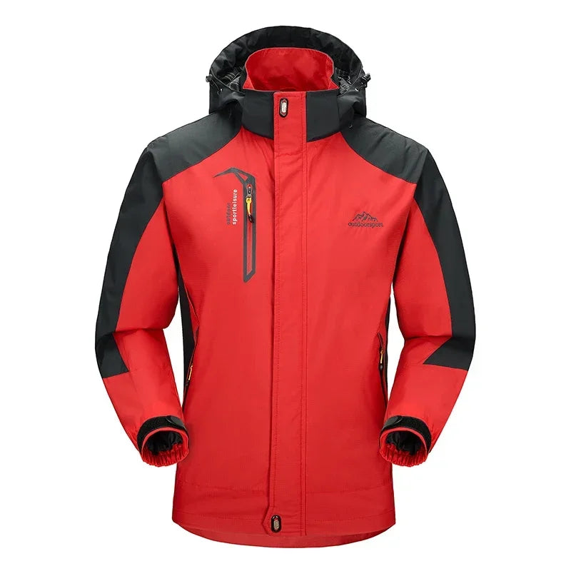 Outdoor Waterproof Hiking Jacket Sets Men Spring Breathable Hooded Coat Trekking Camping Climbing Quick-Drying Trousers Suit