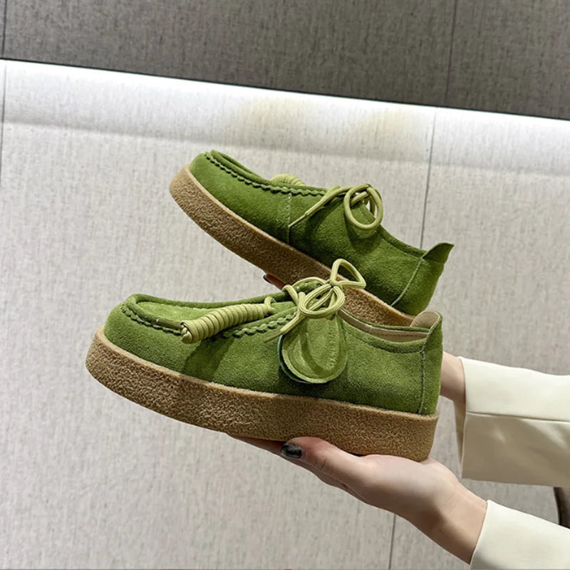 AIYUQI Genuine Leather Women's Shoes 2025 New Flat Non-slip  Derby Female Shoes Large size Lace-up Loafers For Women