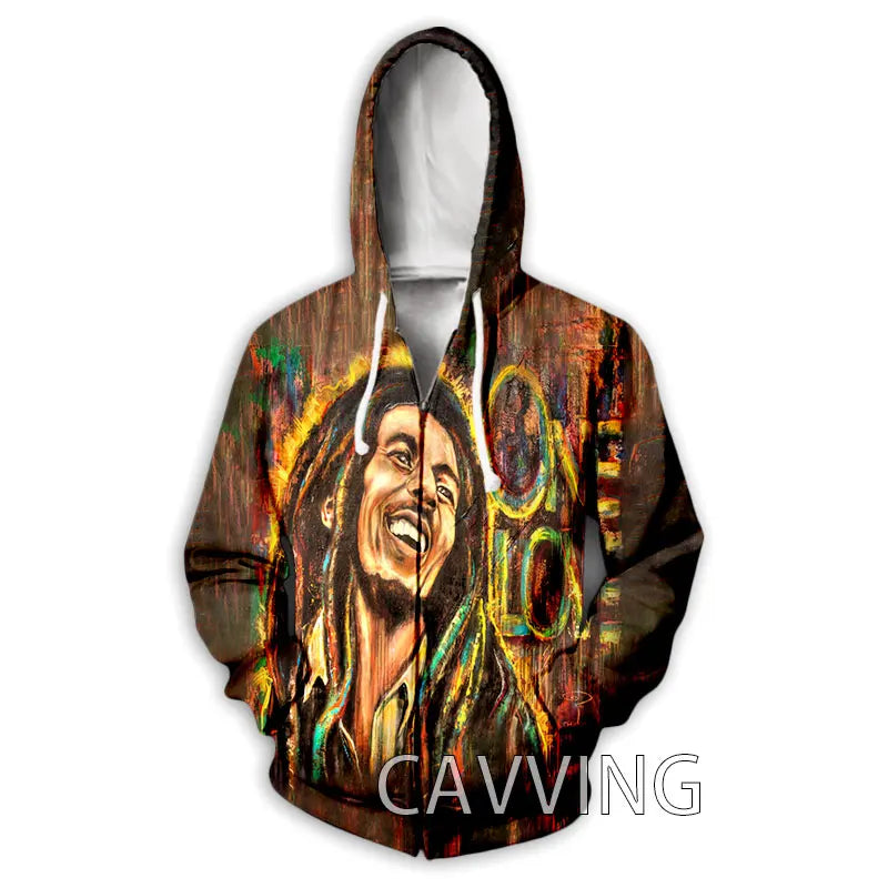 New Fashion 3D Print BOB MARLEY  Zipper Hoodies Zip Up Hooded Sweatshirts Harajuku Hoodie Hip Hop Sweatshirts  H02