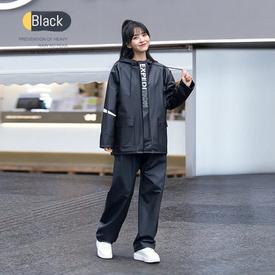 1 Set Split raincoat rain pants suit Full body rainstorm proof take away waterproof suit Reflective motorcycle raincoat suit