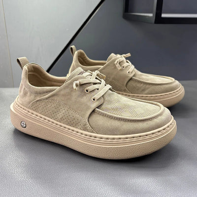 Summer New Lightweight Thick Bottom Casual Shoes Easy to Wear Slip on Lazy Person Cowhide Leather Shoes Breathable Rubber Sole