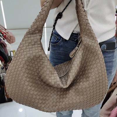 2025 Trendy Woven Hobo Bag for Women Vegan Leather Handmade Tote Handbag Fashion Large Capacity All-Match Shoulder Underarm Bags