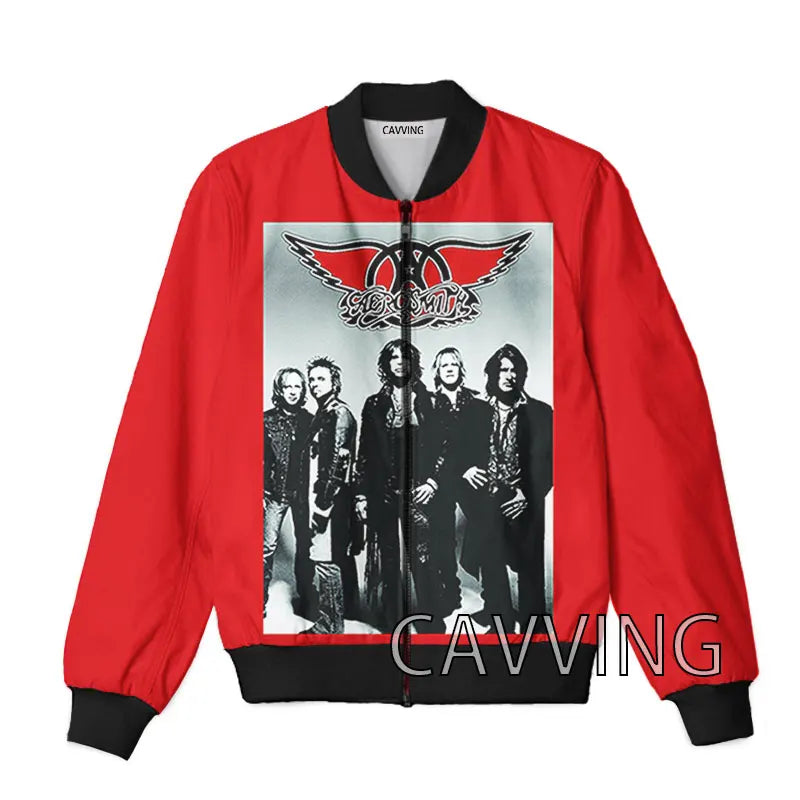 New Fashion Women/Men's 3D Print  Aerosmith Band  Zipper Bomber Jackets Men Overcoat Mens Coat Zip Up Jackets  01