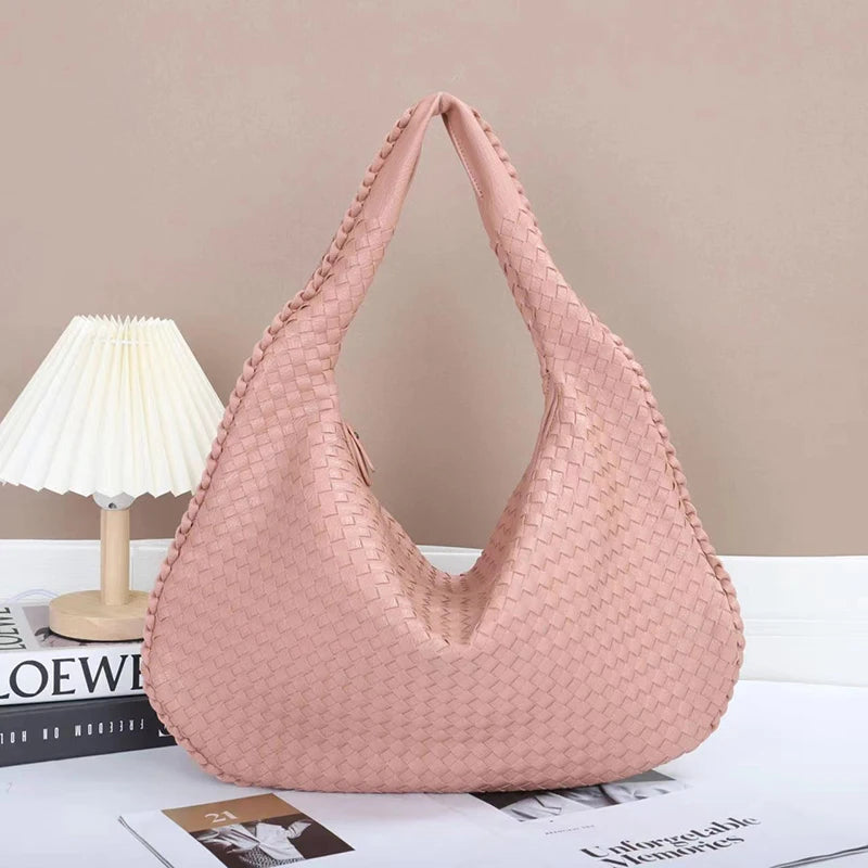 2025 Trendy Woven Hobo Bag for Women Vegan Leather Handmade Tote Handbag Fashion Large Capacity All-Match Shoulder Underarm Bags