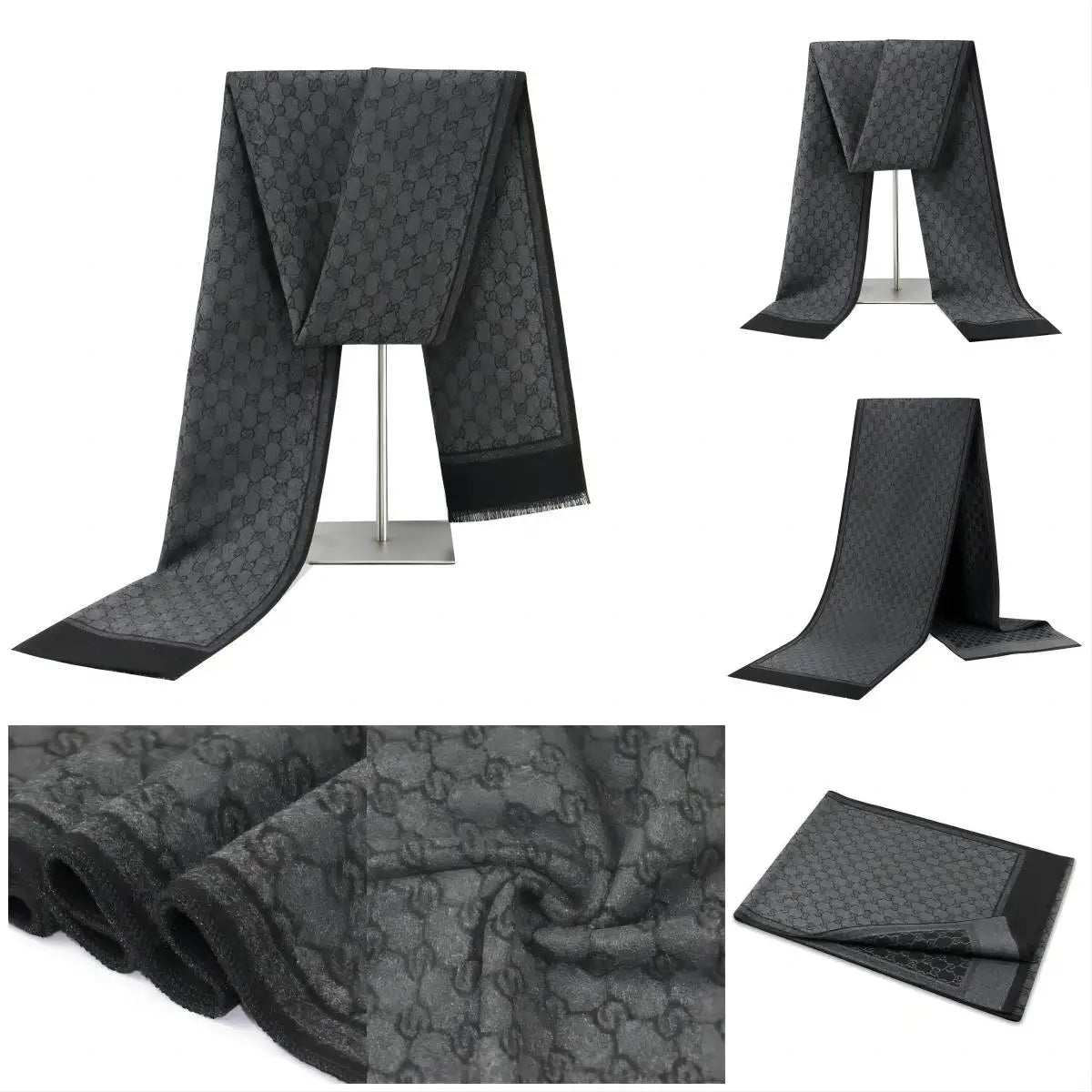 1pc Winter Scarf For Men Check Stripe Paisley Immitation Cashmere Elegant Jacquard Scarves Double Side Warm Windproof Neck Snood