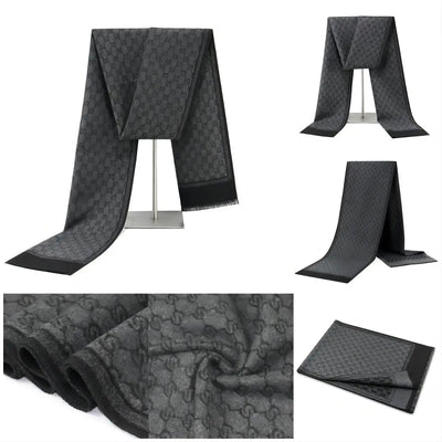 1pc Winter Scarf For Men Check Stripe Paisley Immitation Cashmere Elegant Jacquard Scarves Double Side Warm Windproof Neck Snood