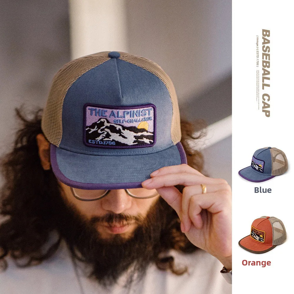 Maden Workwear American Retro Color Blo Flat Brim Baseball Cap Embroidered Breathable Me Dubill Hat ex Cap