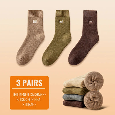 MiiOW Merino Wool Socks Men Winter Thicken Heated Sock Cold Resistant Cashmere Stocking Snow Boots Retro Brown Warm Towel Socks