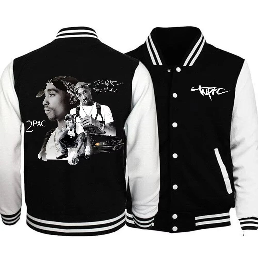 Rapper Tupac 2pac Baseballs Jackets Women Men Sports Coat Team Hip Hop Baseball Jacket Hoodie for Fans Gift