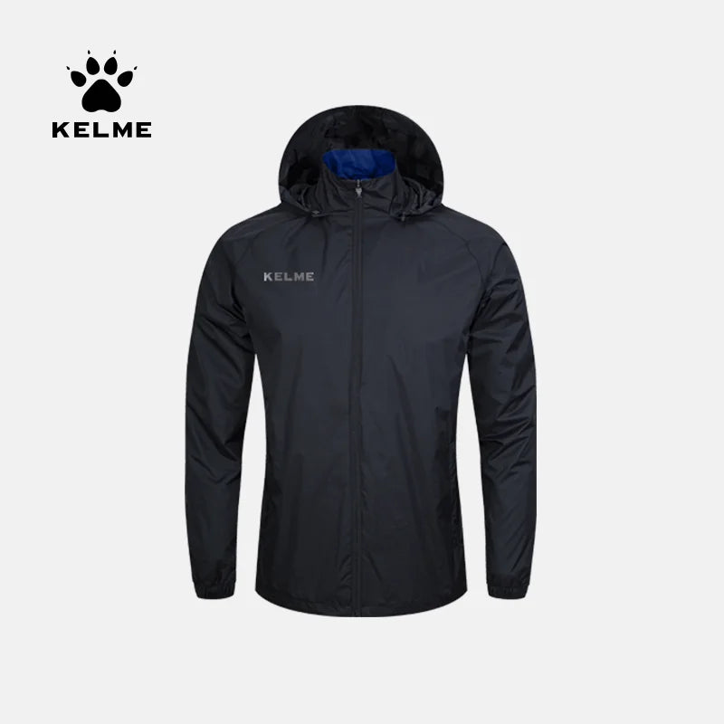 KELME Men's Waterproof Jacket  Windbreaker Soccer Training Lightweight  Training  Outwear Quick Dry Coat  8163WT1001