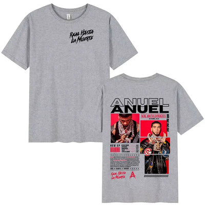 Rapper Anuel AA Real Hasta La Muerte Tour 2025 new Album T Shirts Men's Hip Hop gothic T-Shirts 100%  Short Sleeve T-Shirt