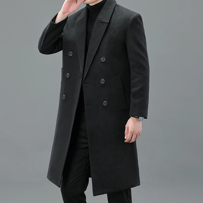 High Quality Men's Winter Long-Length Woolen Coats Outwear Business Casual Cotton Thicken Overcoat Loose Warm Windbreaker Jacket