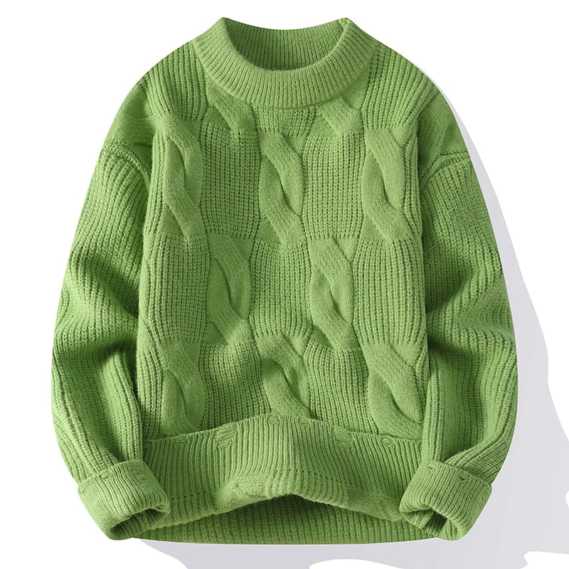Autumn Winter Men's Loose Casual Sweater Solid Color O-Neck Knitted Pullovers Men Fashion Youthful Vitality Hole Knit Sweaters