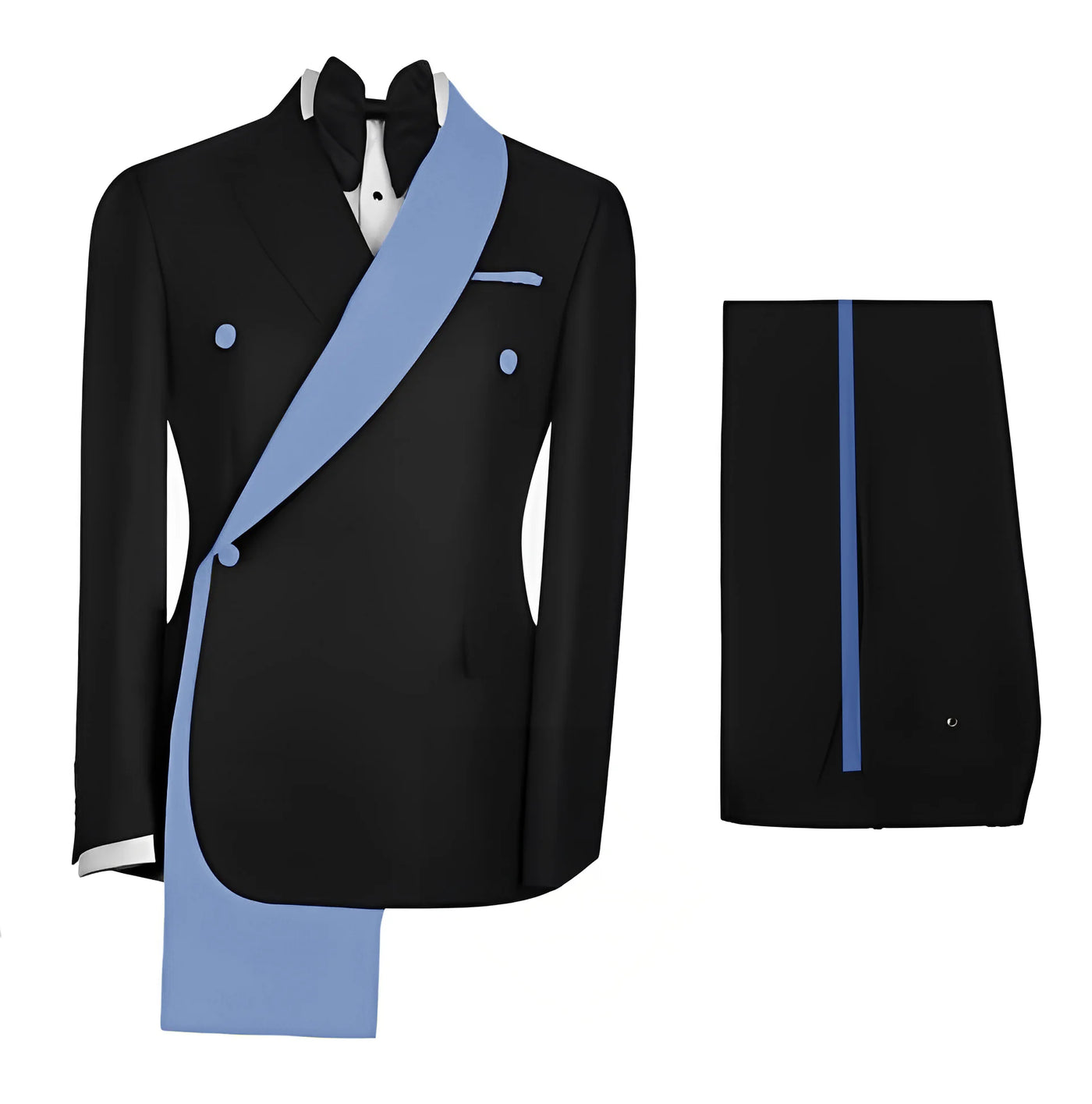 Fashionable Men's Suit 2 piece Set Black Jacket With Gold Collar Wedding Groom Tuxedo Classic Men's Tailored Blazer Pants