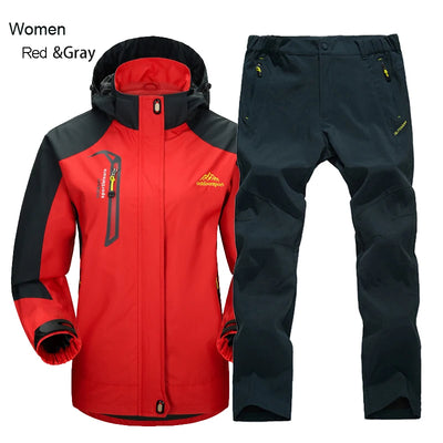 TRVLWEGO Women Jacket Pants Hiking Set Camping Spring Autumn Outdoor Waterproof 20000MM Windbreak Suit Trekking Coat Trousers