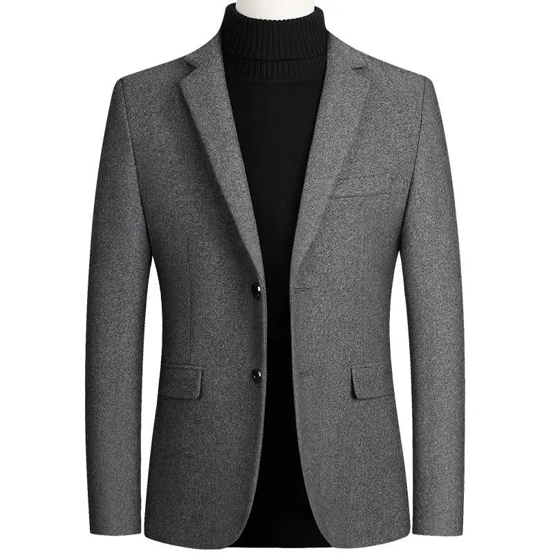 New Men's Wool Blazers Male Suit Jacket Oversized Solid Business Casual Winter Jacket Men Clothing Wedding Suit Coat 4XL A5FJ002