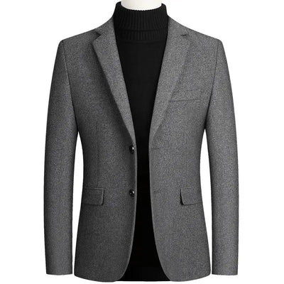New Men's Wool Blazers Male Suit Jacket Oversized Solid Business Casual Winter Jacket Men Clothing Wedding Suit Coat 4XL A5FJ002