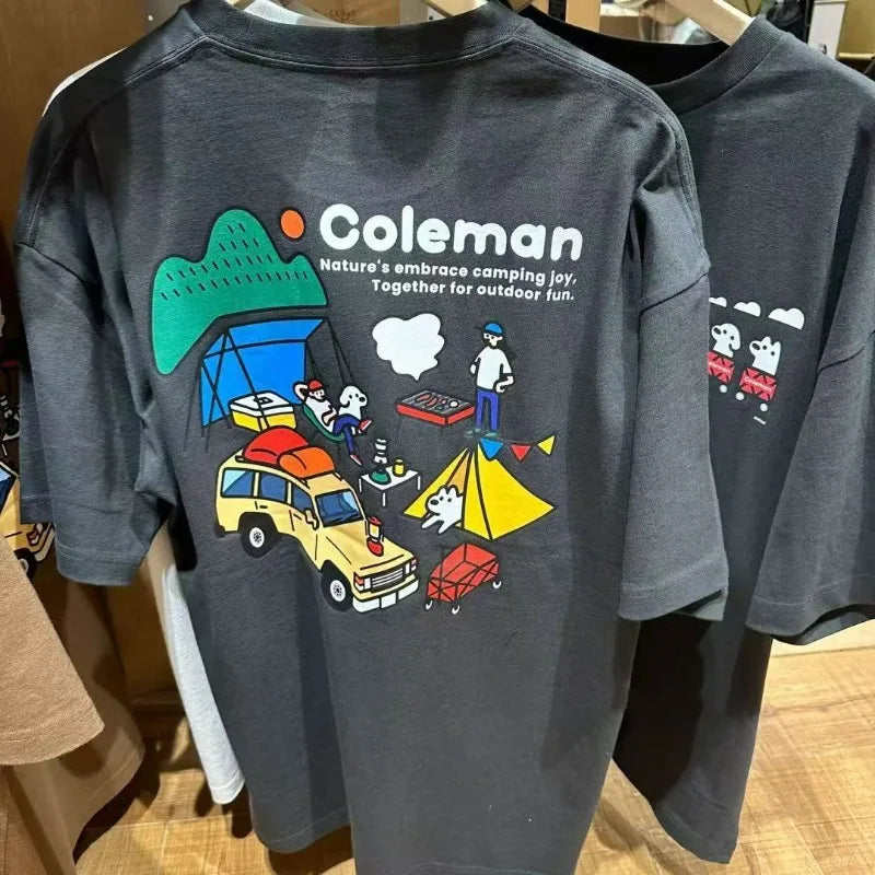Fashion Brand's New Outdoor Cartoon 2025 Print Short Sleeve Summer 100_ Cotton T-Shirt Half Sleeve Men's and Women's Loose Top