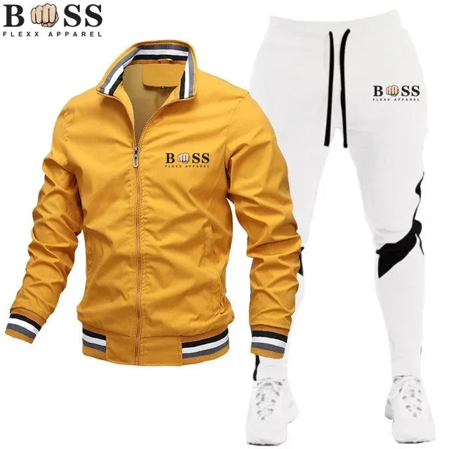 2025 New Men's Suit Clothing Men's One-Piece Sports Shirt + Sports Pants One-Piece Sports Shirt with Zipper Collar Synthetic Spo