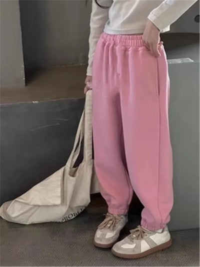 Winter Kids Thick Padded Pants Autumn 3-10Y Children Straight Fleece Warm Sports Trousers Baby Girls Boy Elastic Waist Sweatpant