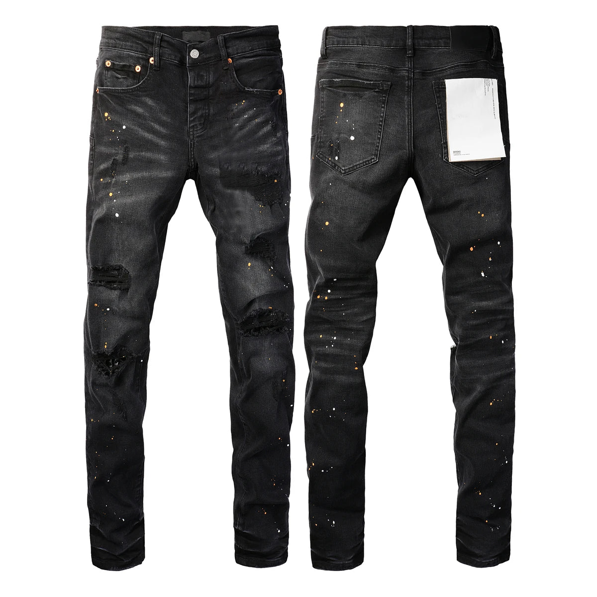 High Street Ripped Black American Jeans Paint Brand 9036 Pants for Women Fashionable Casual Torn Denim Skinnies