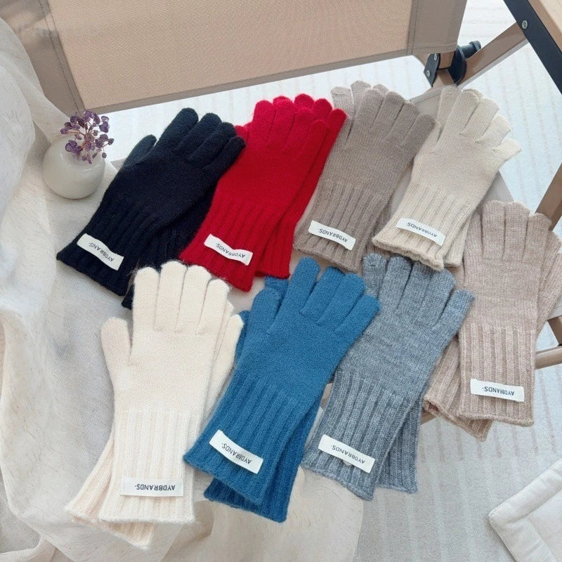 4-11Y Children's Gloves Versatile Boys Girls Split Finger Gloves with Hole Touchable Screen Autumn Winter Baby Knitted Glove