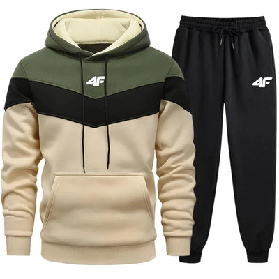 Hot Sales Mens Tracksuit Print Sports Suit Sports Hoodie+Pants 2 Pcs Suit Casual Sweatshirt Suit Jogging Men's Splicing Clothing