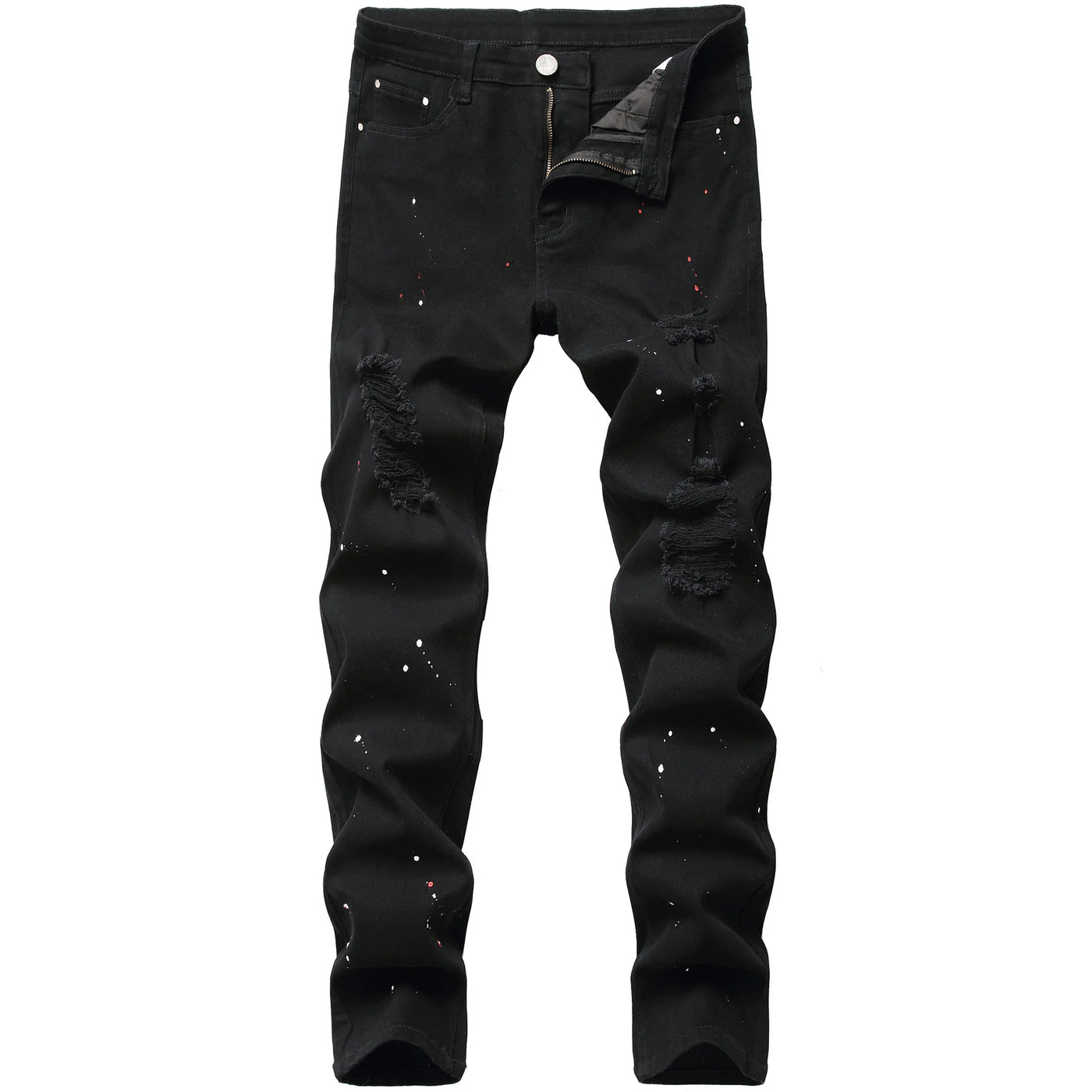New Men 2022 American Style Fashion Stitching Two-color Yellow and Red Trend Stretch Jeans Male Trousers Denim Pants