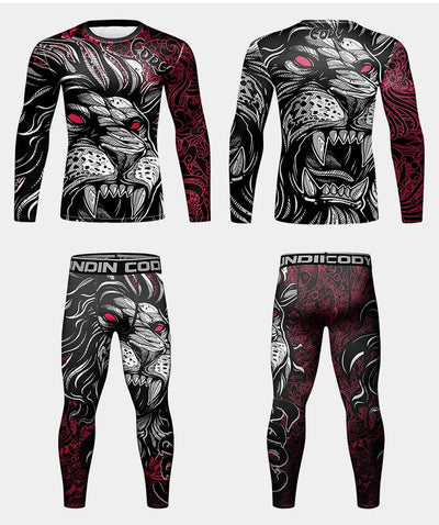Rush Guard Jiu jitsu MMA Compression T-Shirt+Pant Suit Muay Thai Shorts Bjj Boxing Rashguard Men's Grappling Kickboxing Clothing