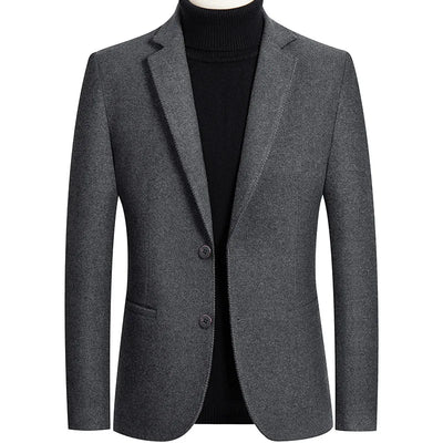 New Men's Wool Blazers Male Suit Jacket Oversized Solid Business Casual Winter Jacket Men Clothing Wedding Suit Coat 4XL A5FJ002