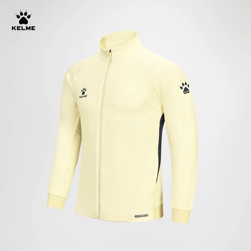 Kelme Men's Football Training Jacket Outdoor Windproof Stand Collar Knitted Jacket Running Sports Training Jacket
