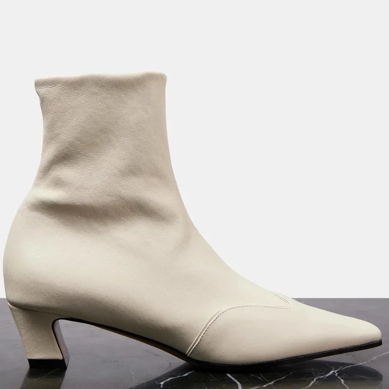 Leather Patchwork Sewing Ankle Boots Sexy Square Toe Zipper Thin Heel Accept Customized New Arrivals Fashion Women Boots