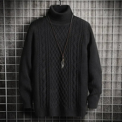 2025 Men's Winter Warm Turtleneck Sweaters Knitted Thick Pullover Casual Sweaters High Neck Knited Solid Color Jumpers for Men