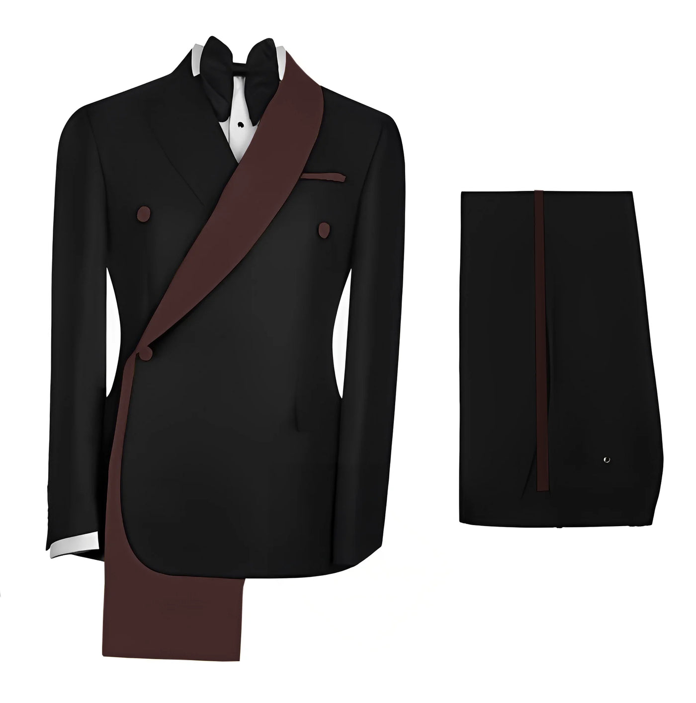 Fashionable Men's Suit 2 piece Set Black Jacket With Gold Collar Wedding Groom Tuxedo Classic Men's Tailored Blazer Pants