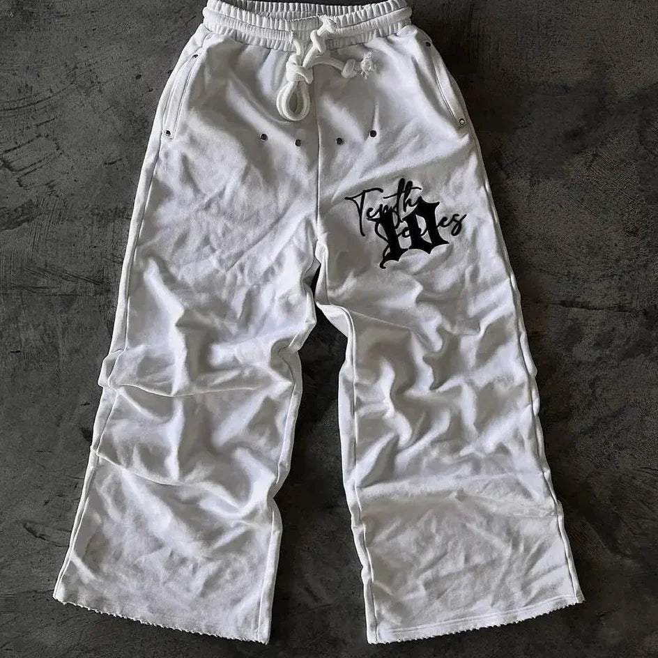 Street Sweatpants Y2K Harajuku Gothic Hip Hop Letter Embroidery Baggy Casual Pants Mens Womens New Elastic Waist Jogging Pants