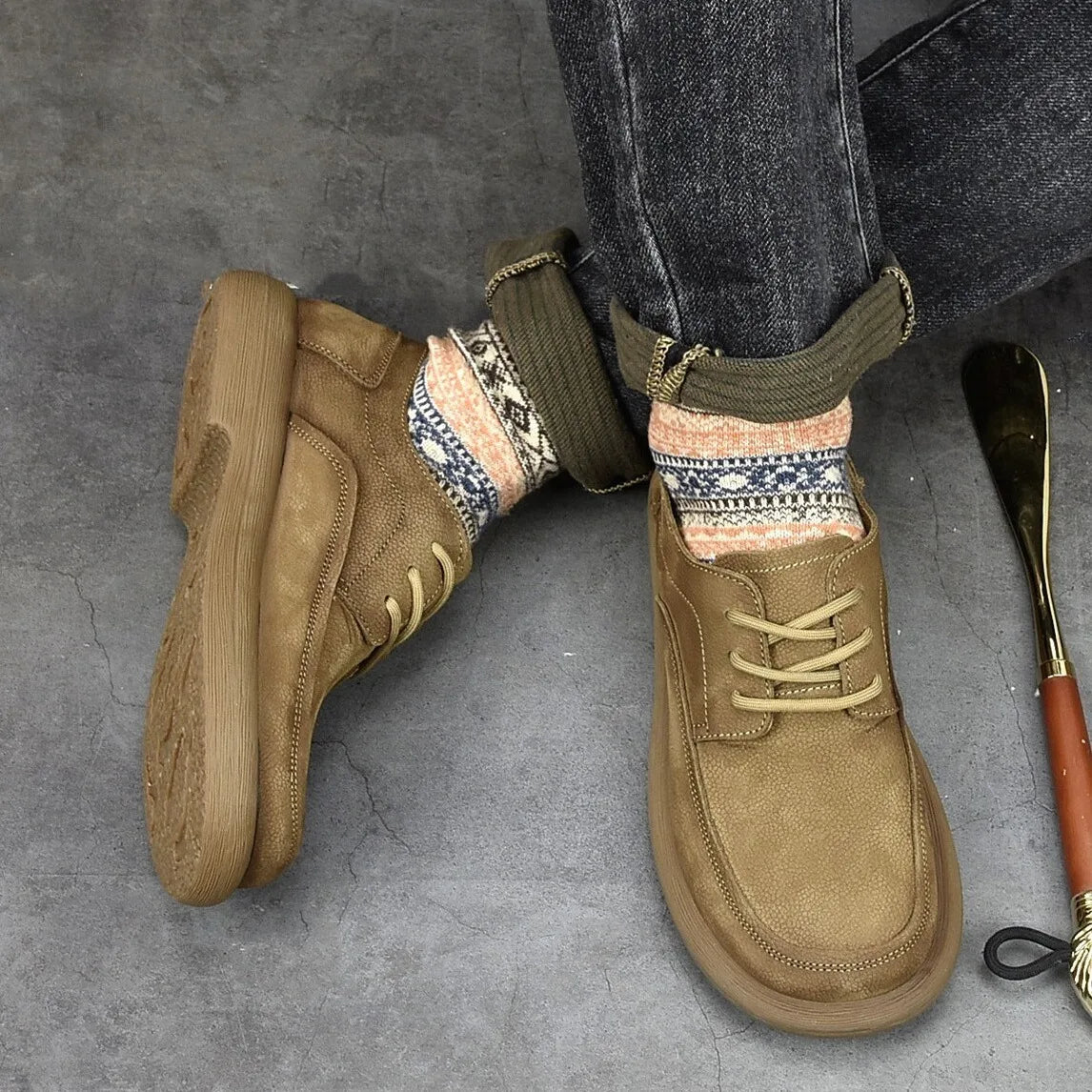 Autumn Cow leather soft derby lace up Men Shoe Casual Designer Comfortable Walking footwear Sneakers outdoor work shoes