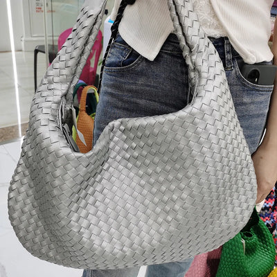 2025 Trendy Woven Hobo Bag for Women Vegan Leather Handmade Tote Handbag Fashion Large Capacity All-Match Shoulder Underarm Bags