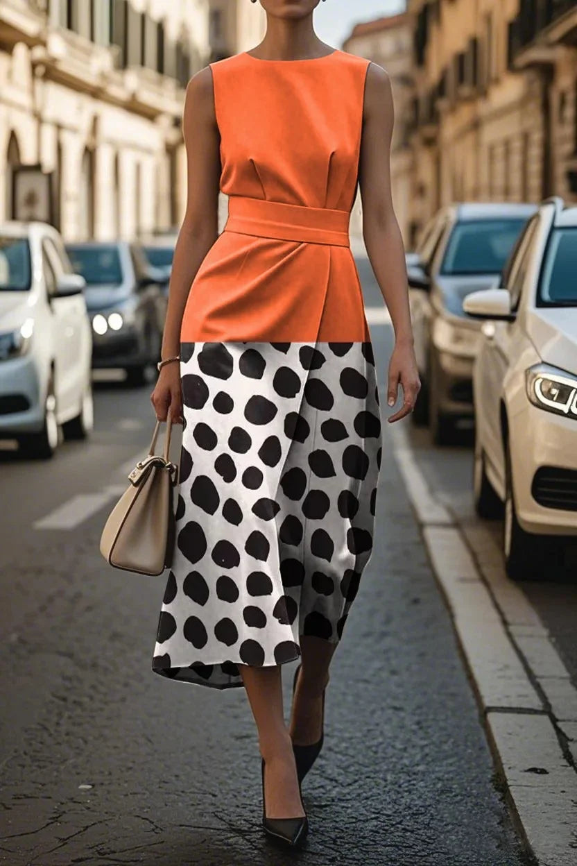 Elegant Floral Sleeveless Dress for Women Elegant Timeless Fashion Long Ankle Length Polyester Fiber Independent Station