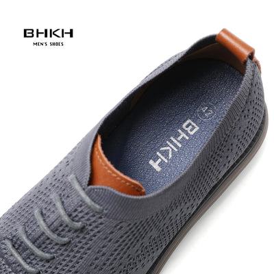 BHKH 2025 Breathable Knitted Mesh Casual Shoes Lightweight Smart Casual Shoes Office Work Footwear Men Shoes