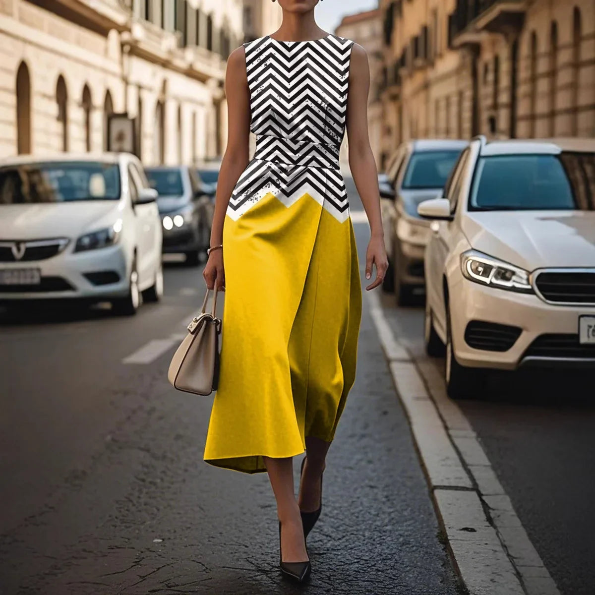 Elegant Floral Sleeveless Dress for Women Elegant Timeless Fashion Long Ankle Length Polyester Fiber Independent Station