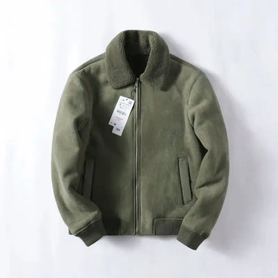 Autumn Winter Men's Casual Thiened Fce Zipper Collar Cardigan Jaet Leather Fur Inteated Outerwear Stand Fit Youth...