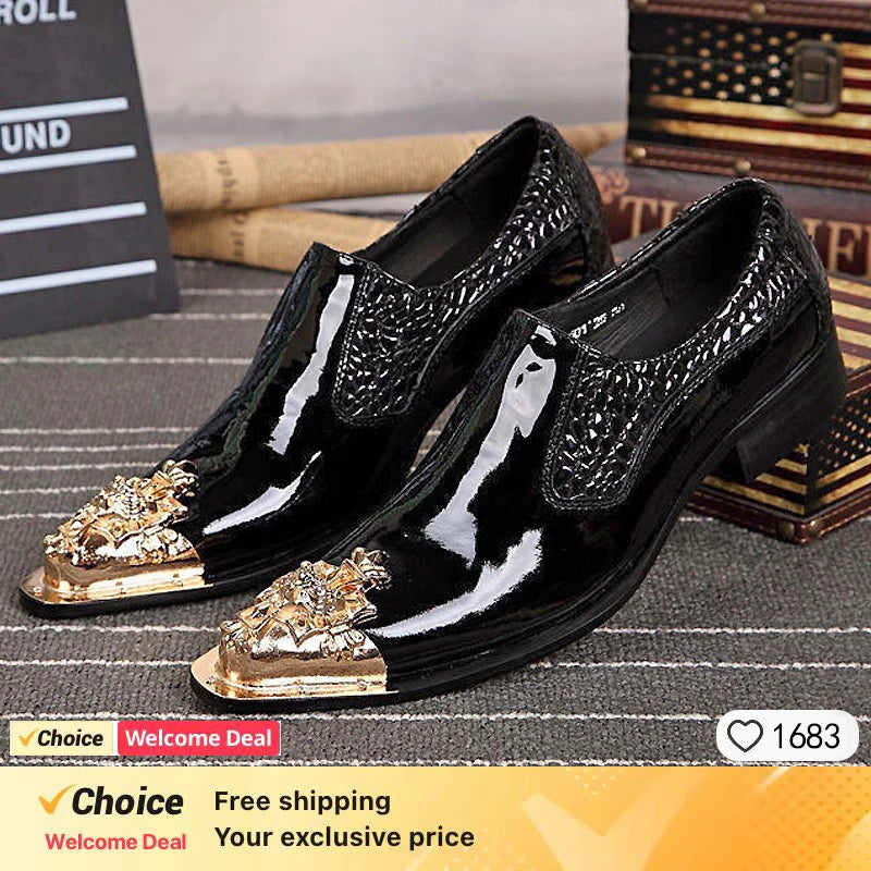 2024 italian Men's Genuine Leather Shoes Fashion Leather Formal Oxford Shoes Office Black Red Pointed Men Dress Wedding Party